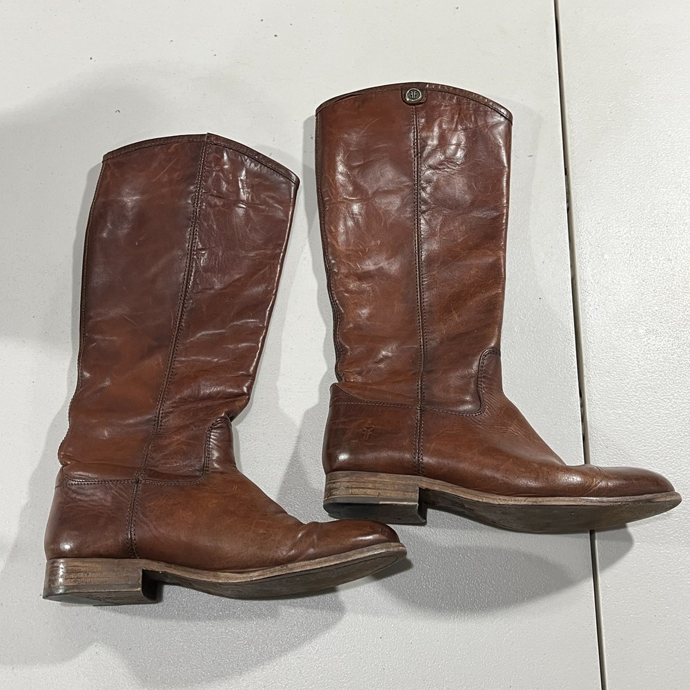 Frye Melissa Boots Womens 9B Tall Riding Pull On Leather Equestrian Cognac